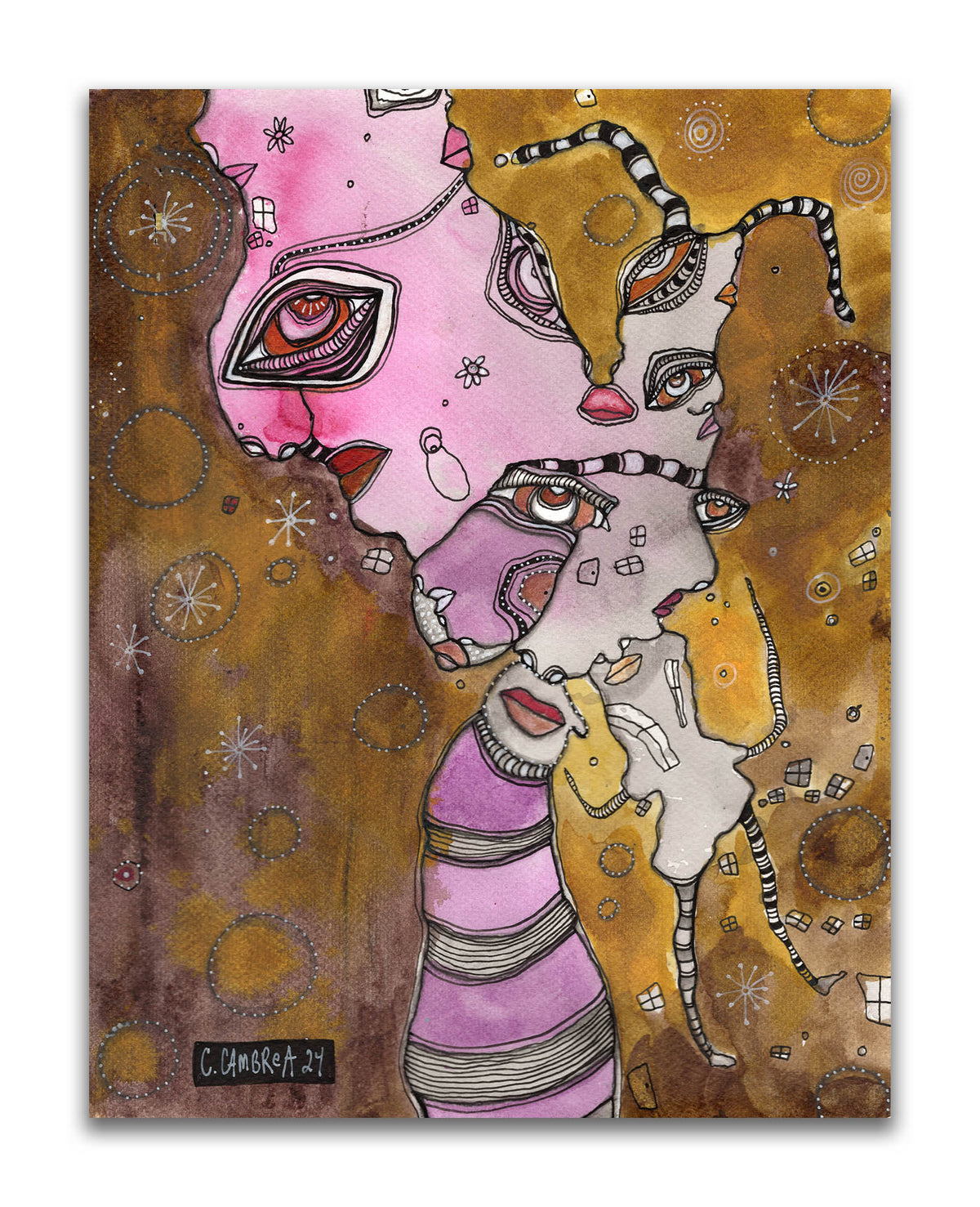 &quot;Enmeshed&quot; Original Mixed Media art on Watercolor Paper