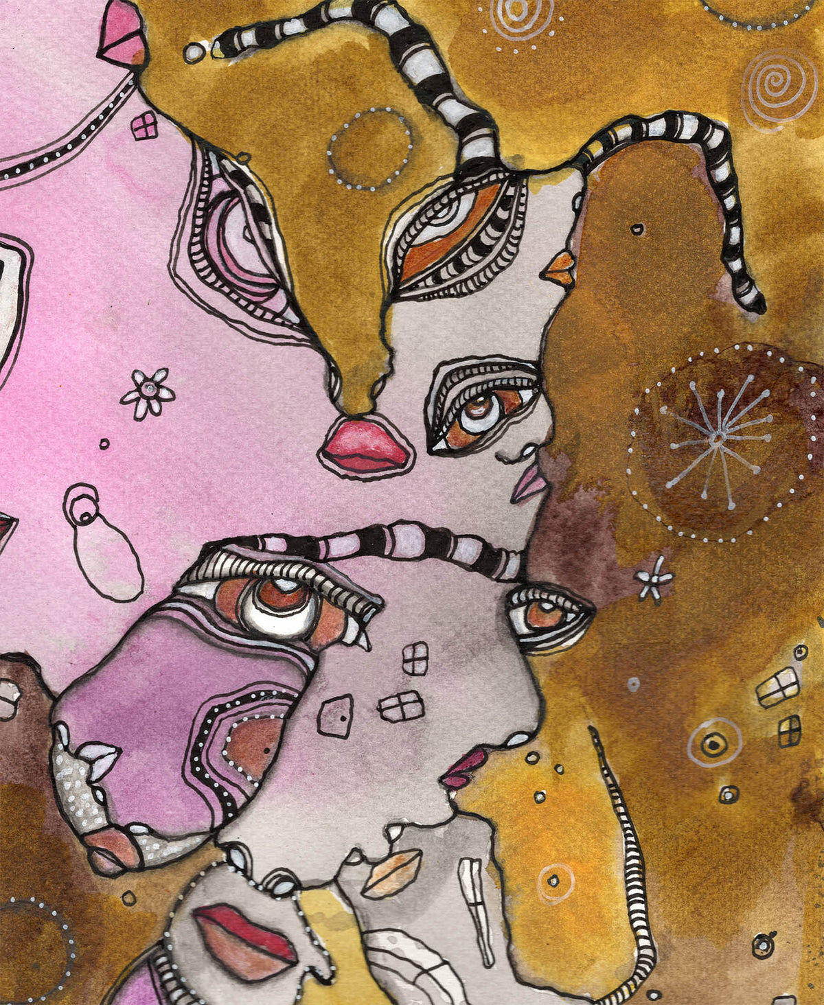 &quot;Enmeshed&quot; Original Mixed Media art on Watercolor Paper