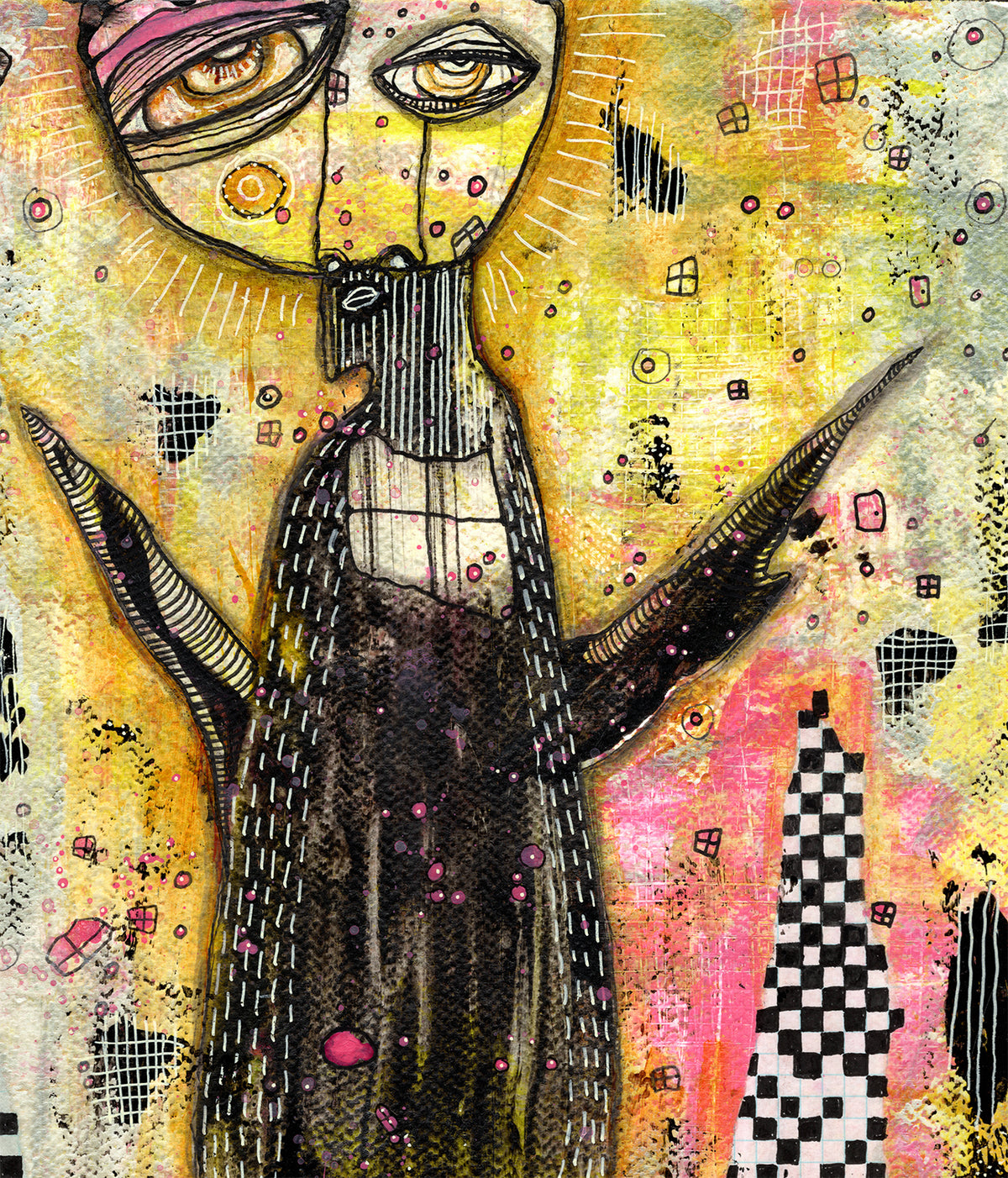 &quot;Feeling the heat&quot; Original Mixed Media art on Watercolor Paper