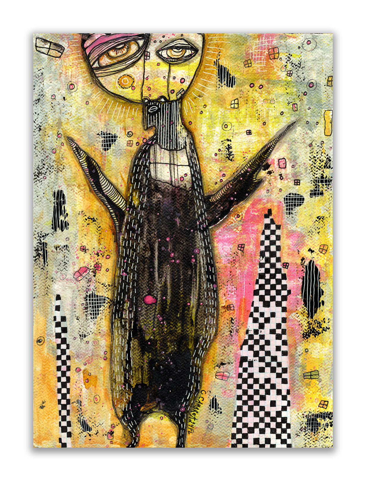 &quot;Feeling the heat&quot; Original Mixed Media art on Watercolor Paper