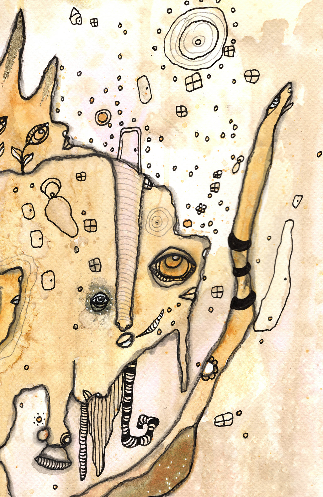 &quot;Feel the Light&quot; Original art with gold leaf