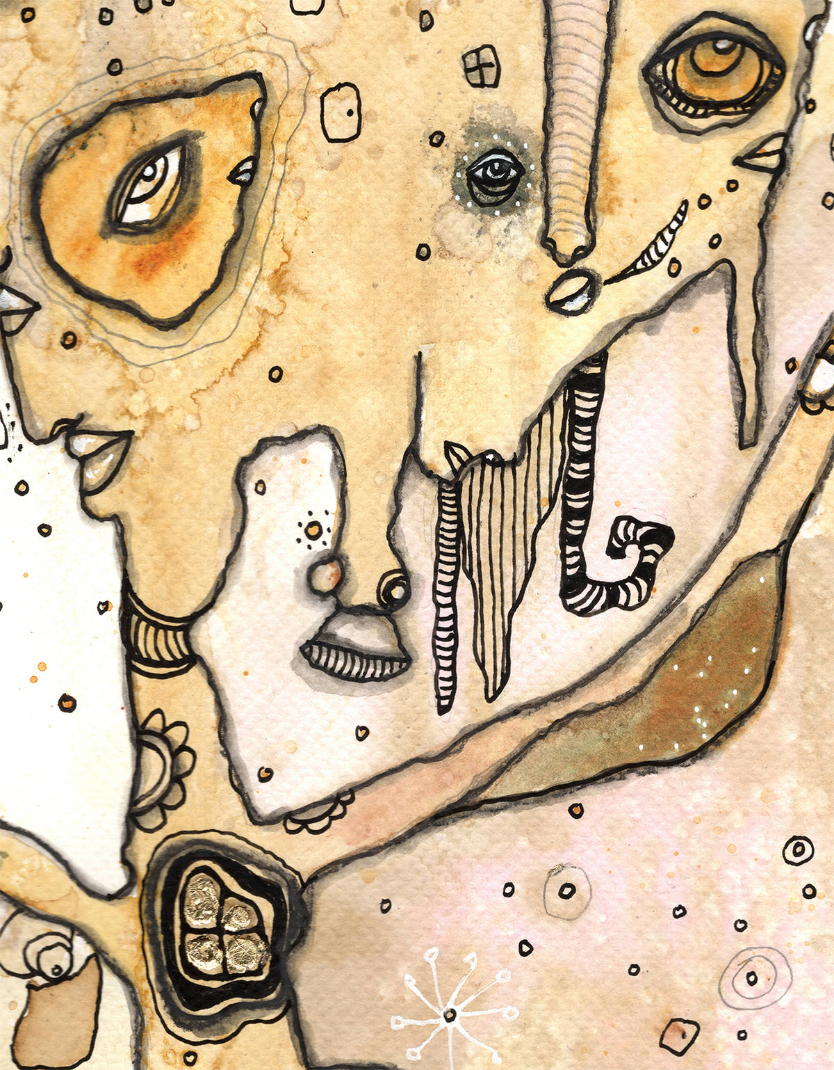 &quot;Feel the Light&quot; Original art with gold leaf