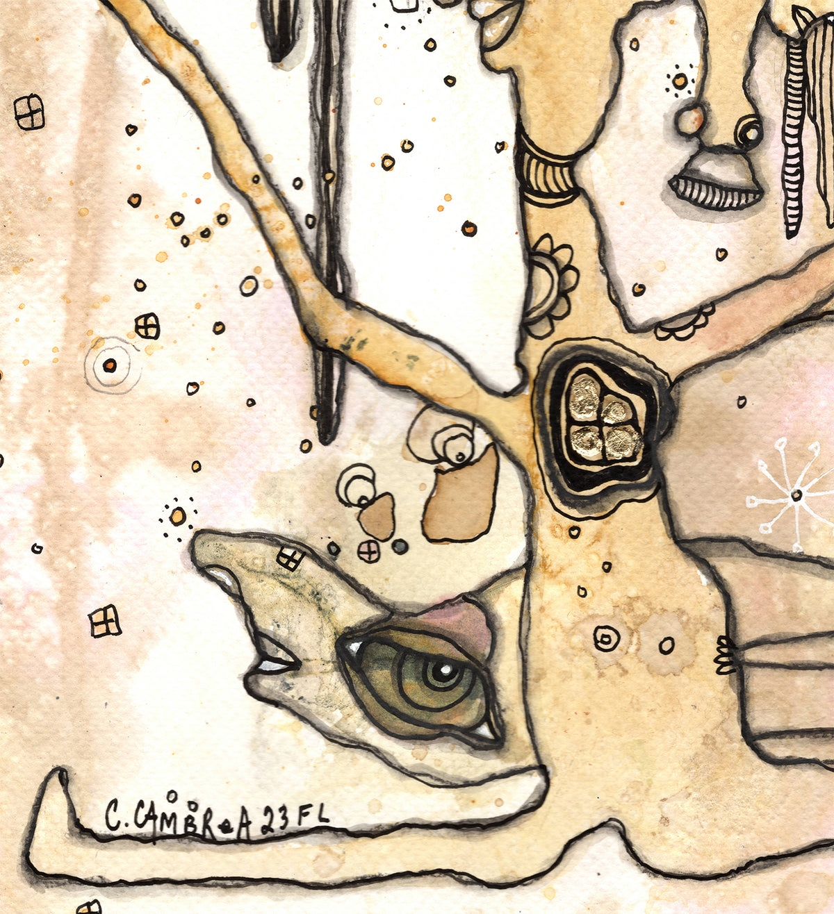 &quot;Feel the Light&quot; Original art with gold leaf