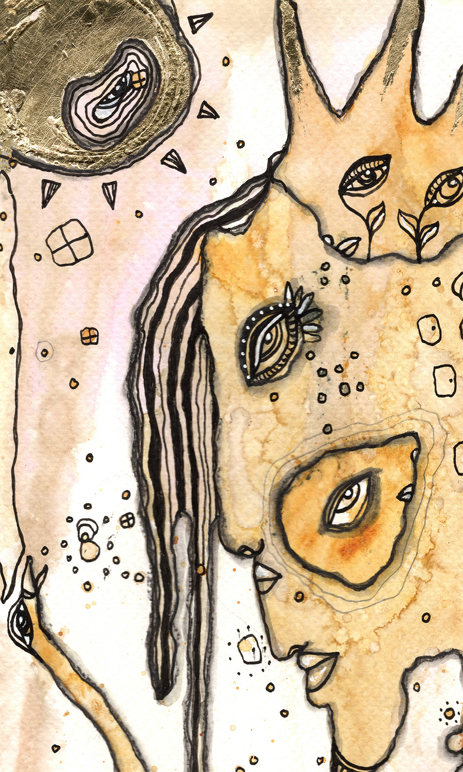 &quot;Feel the Light&quot; Original art with gold leaf