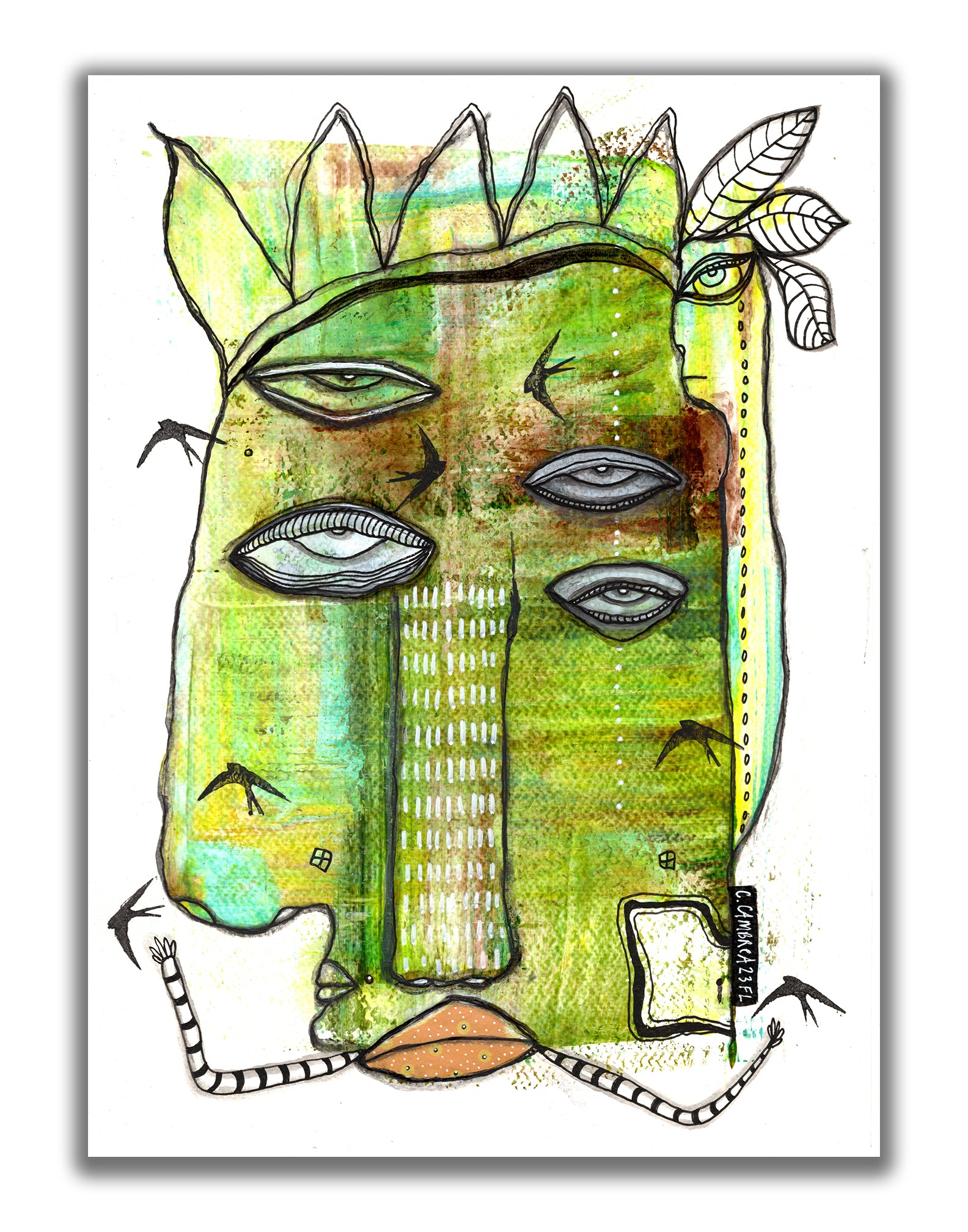 "Finding Freedom" Original Mixed Media art on Watercolor Paper