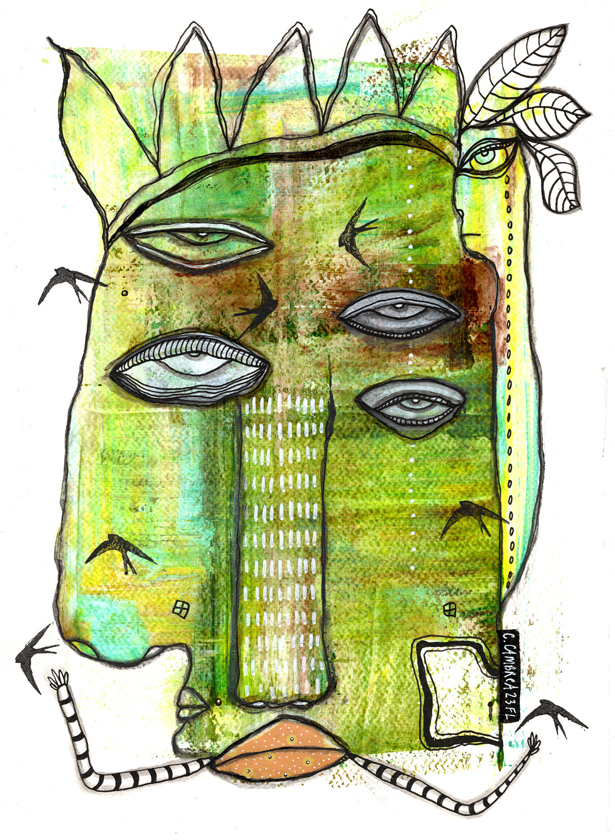 &quot;Finding Freedom&quot; Original Mixed Media art on Watercolor Paper