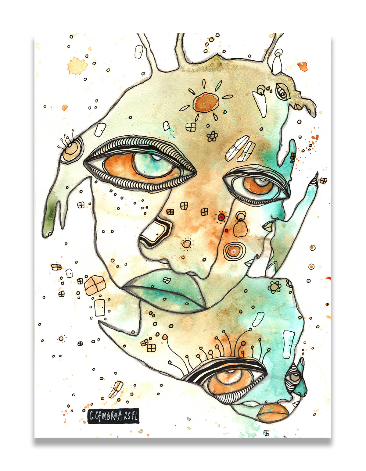 &quot;Flying Away&quot; Original Mixed Media art on Watercolor Paper