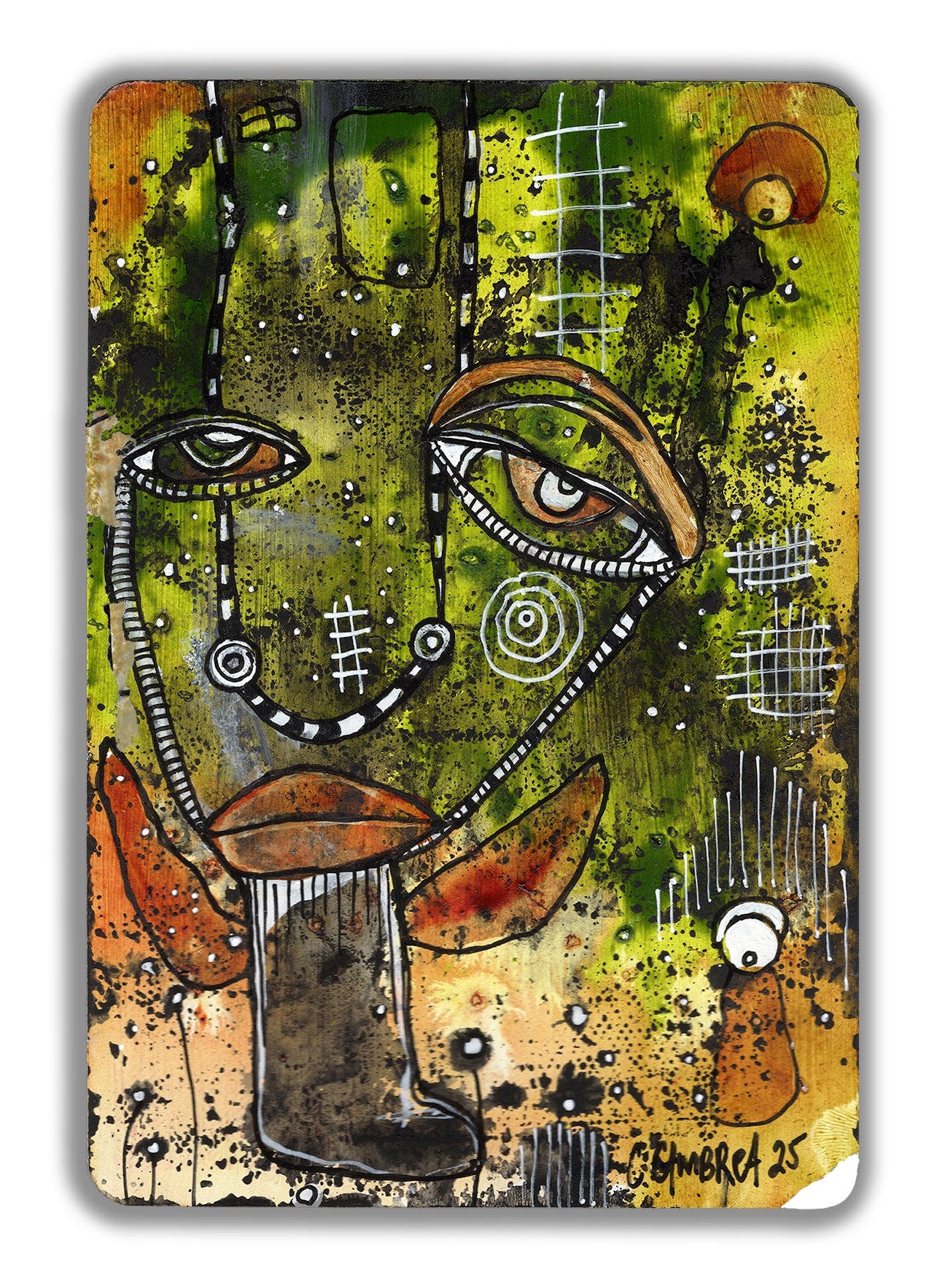 "A King V2" Original Mixed Media art on Playing Card