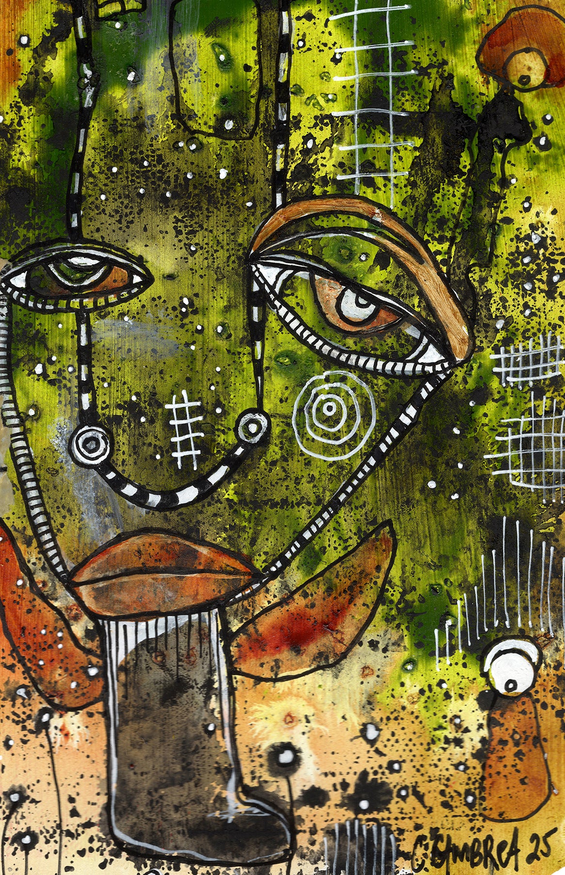 &quot;A King V2&quot; Original Mixed Media art on Playing Card