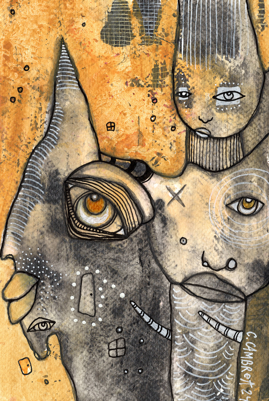 "Found My Answer"  Original Mixed Media art on Watercolor Paper