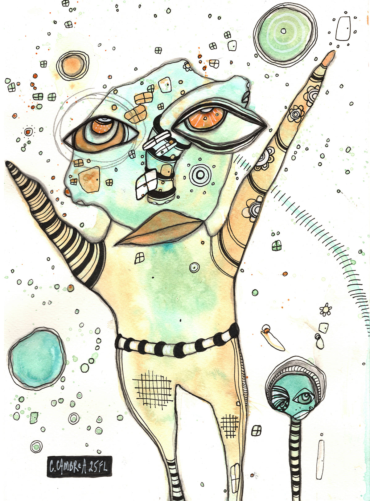 &quot;Free to Be&quot; Original Mixed Media art on Watercolor Paper