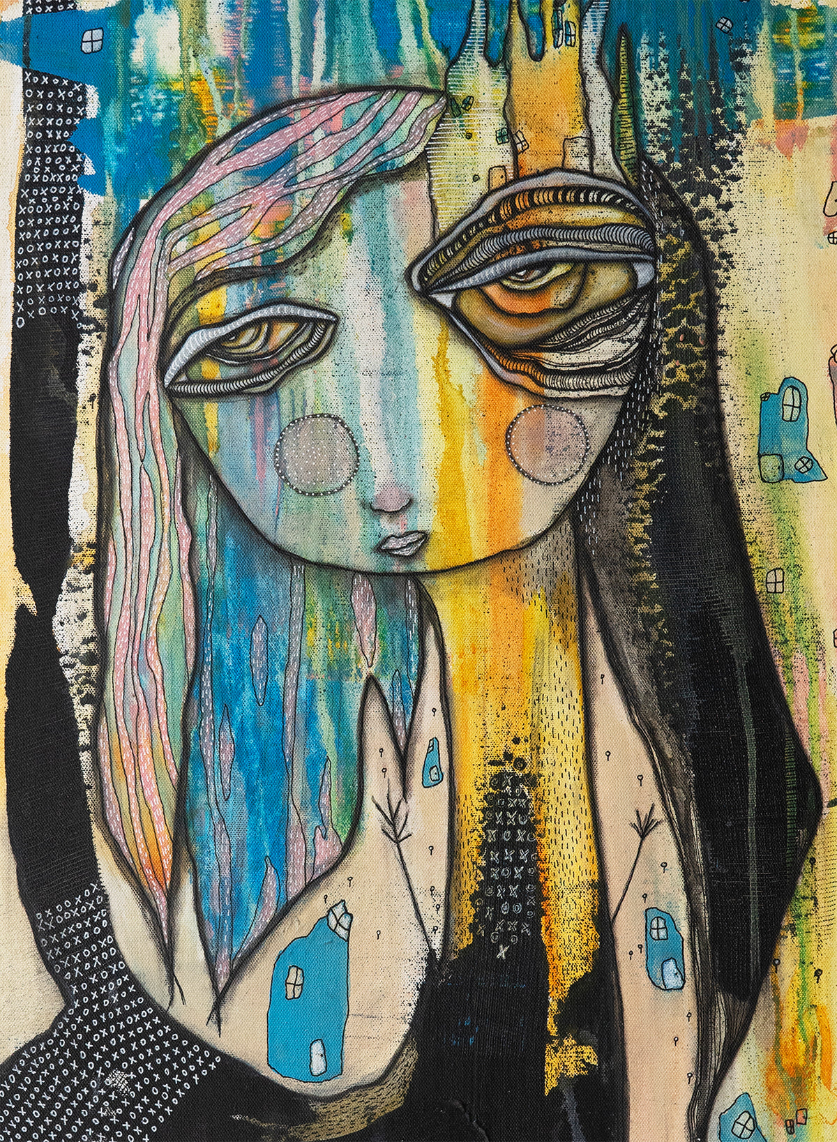 Original Fine Art on Canvas with wood frame &#39;Full of Love&#39;