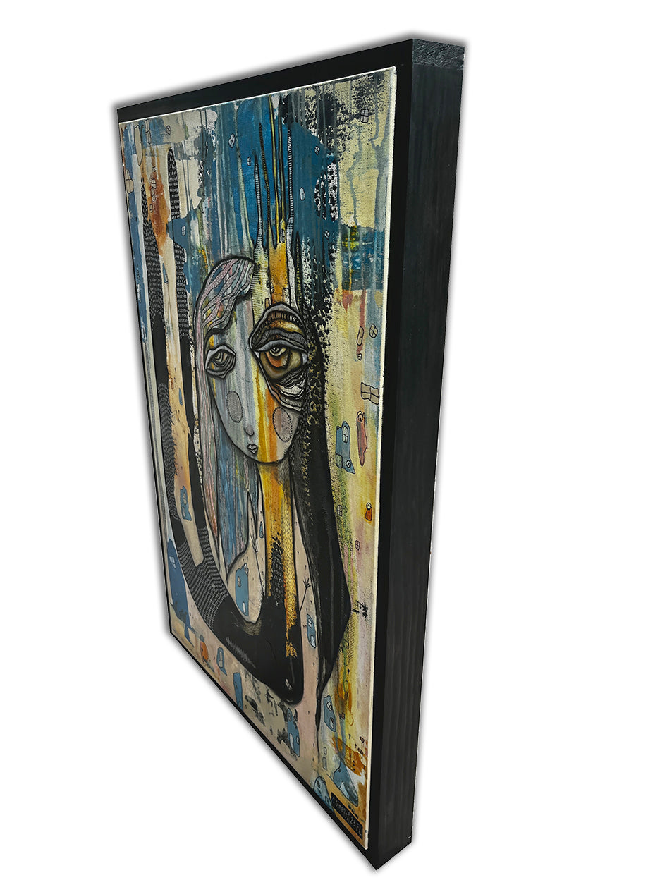 Original Fine Art on Canvas with wood frame &#39;Full of Love&#39;