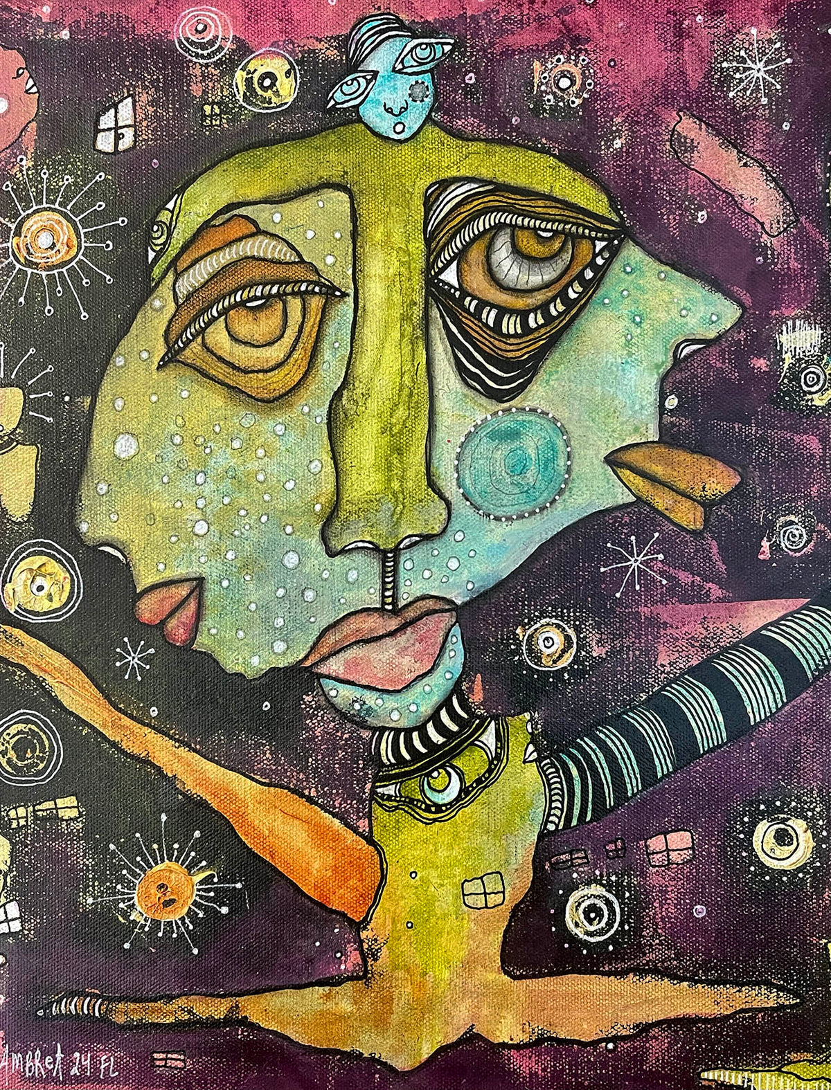 Original Fine Art on canvas &quot;Galactic Family&quot;