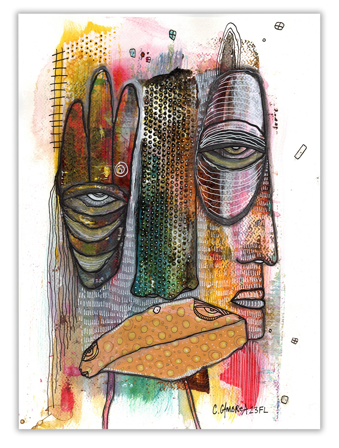 "Good Day" Original Mixed Media art on Watercolor Paper