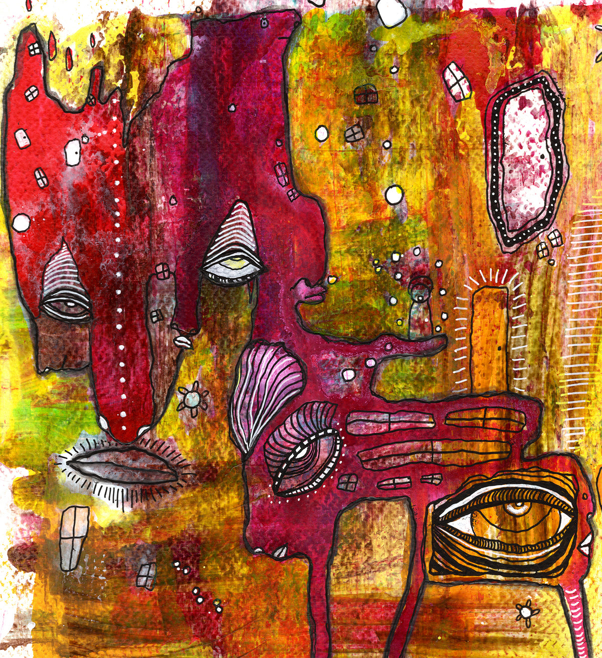 &quot;Here to stay&quot; Original Mixed Media art on Watercolor Paper
