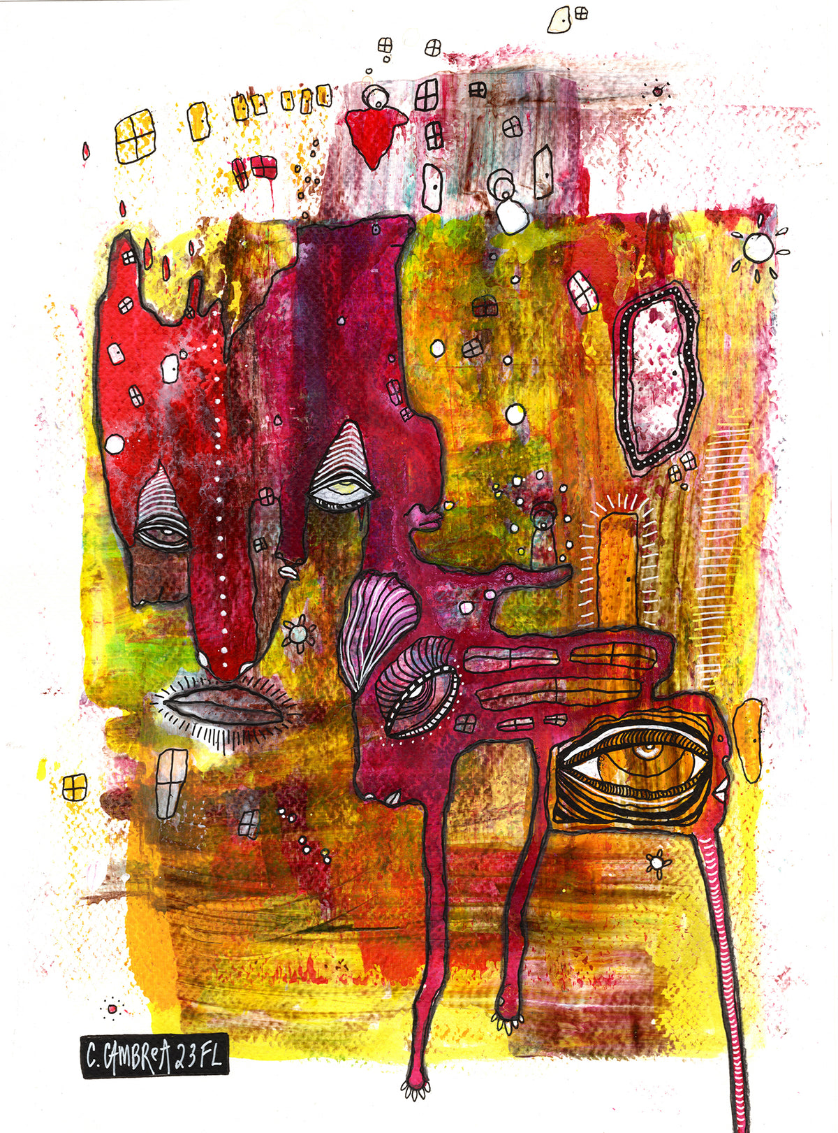 &quot;Here to stay&quot; Original Mixed Media art on Watercolor Paper