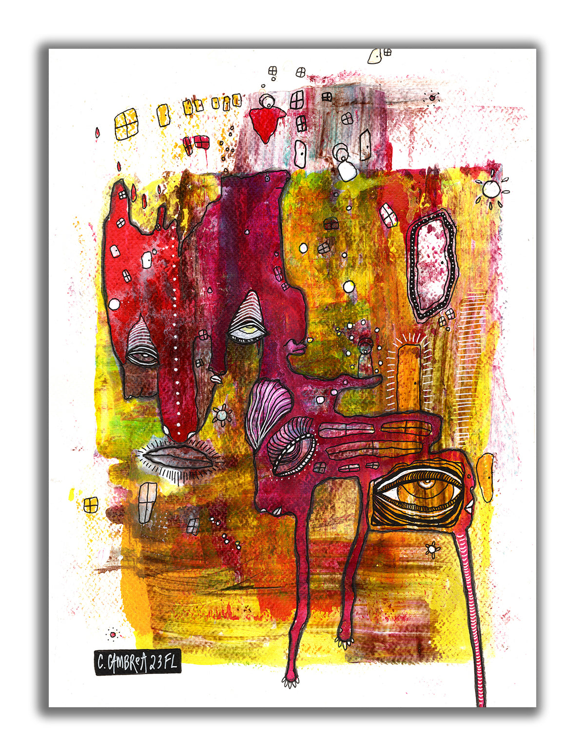 &quot;Here to stay&quot; Original Mixed Media art on Watercolor Paper