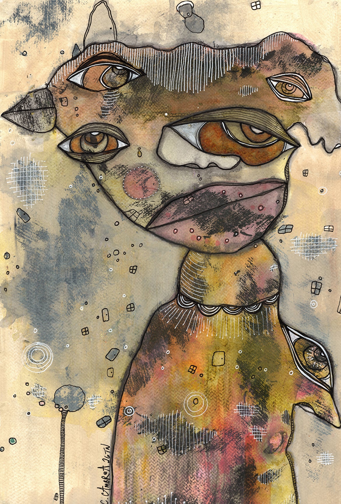 "Here for You" Original Mixed Media art on Watercolor Paper
