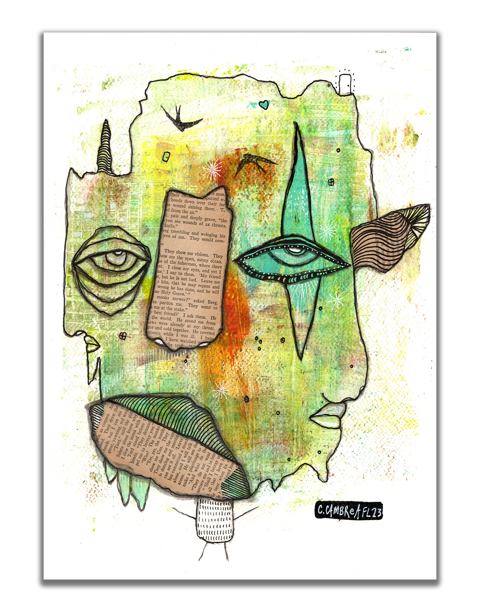 "Hold Me Up" Original Mixed Media art on Watercolor Paper