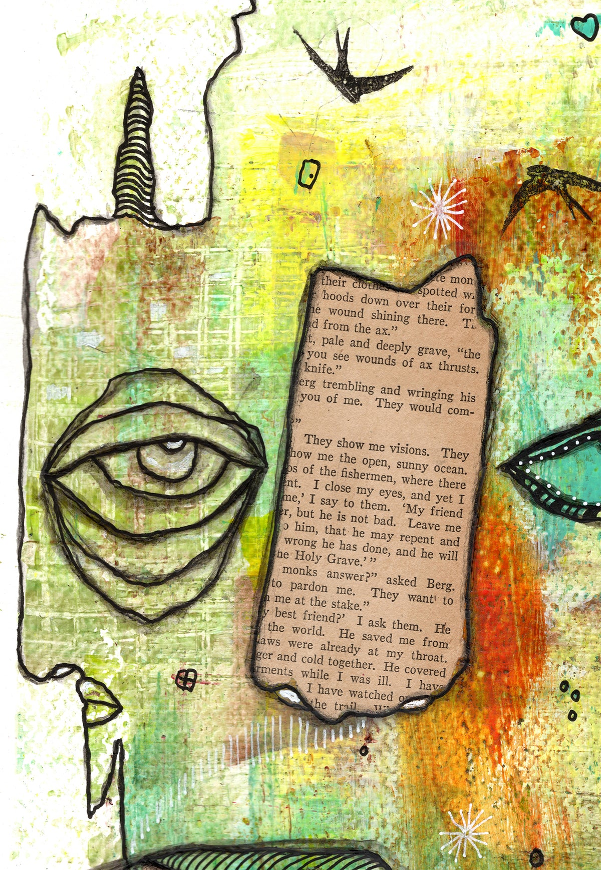 &quot;Hold Me Up&quot; Original Mixed Media art on Watercolor Paper