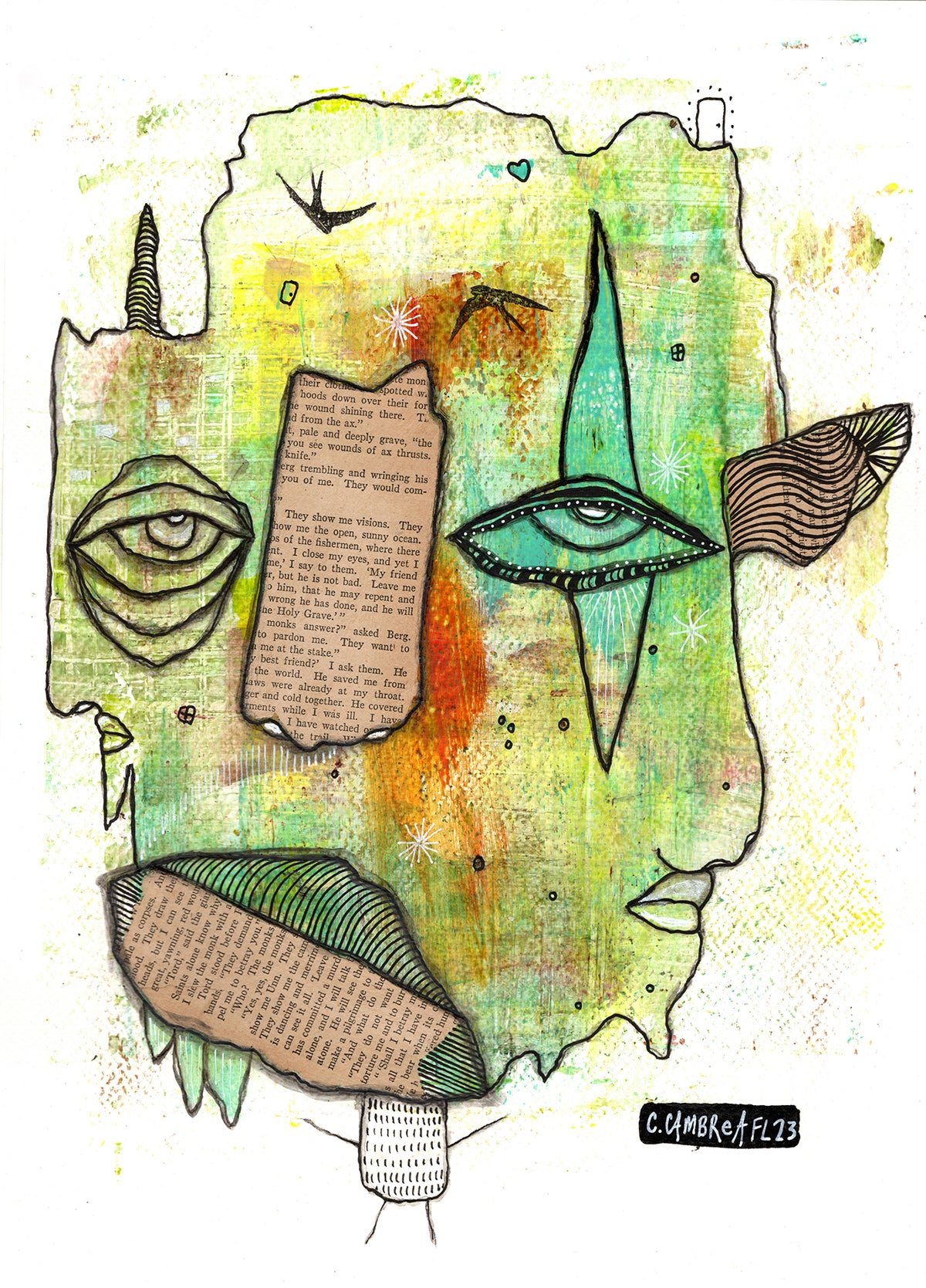 &quot;Hold Me Up&quot; Original Mixed Media art on Watercolor Paper