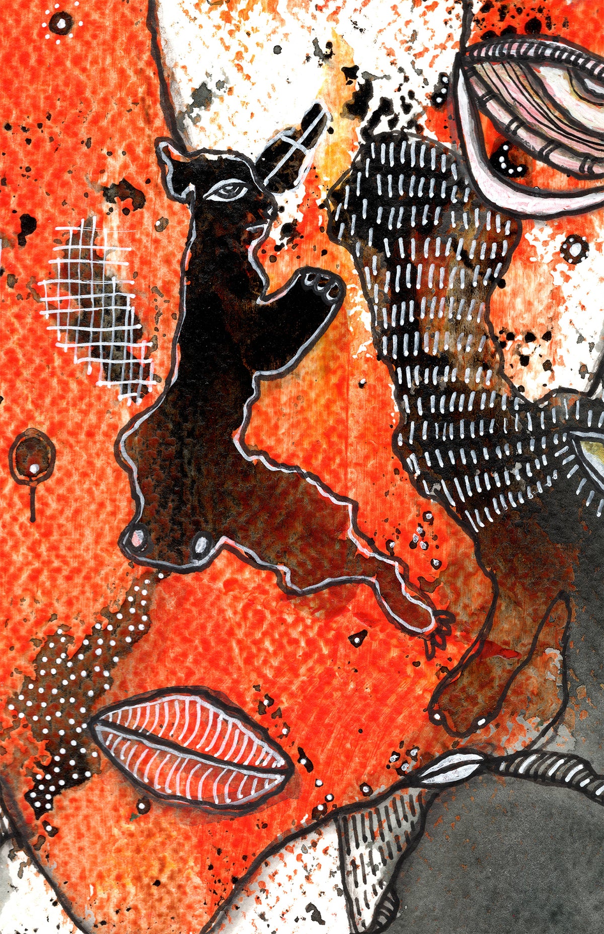 "Hold the Door" Original Mixed Media art on Watercolor Paper — alternate angle