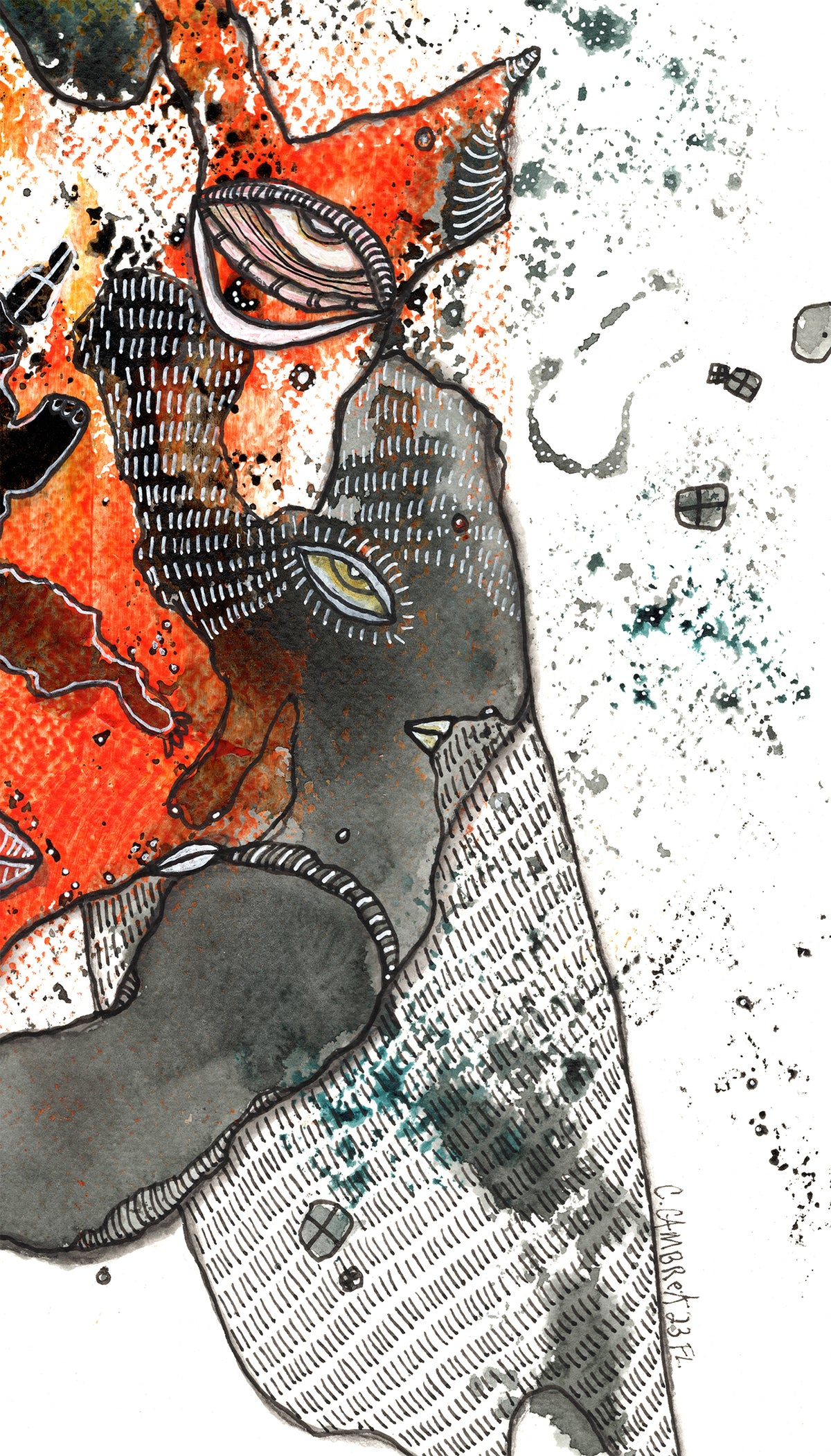 "Hold the Door" Original Mixed Media art on Watercolor Paper — styled photo