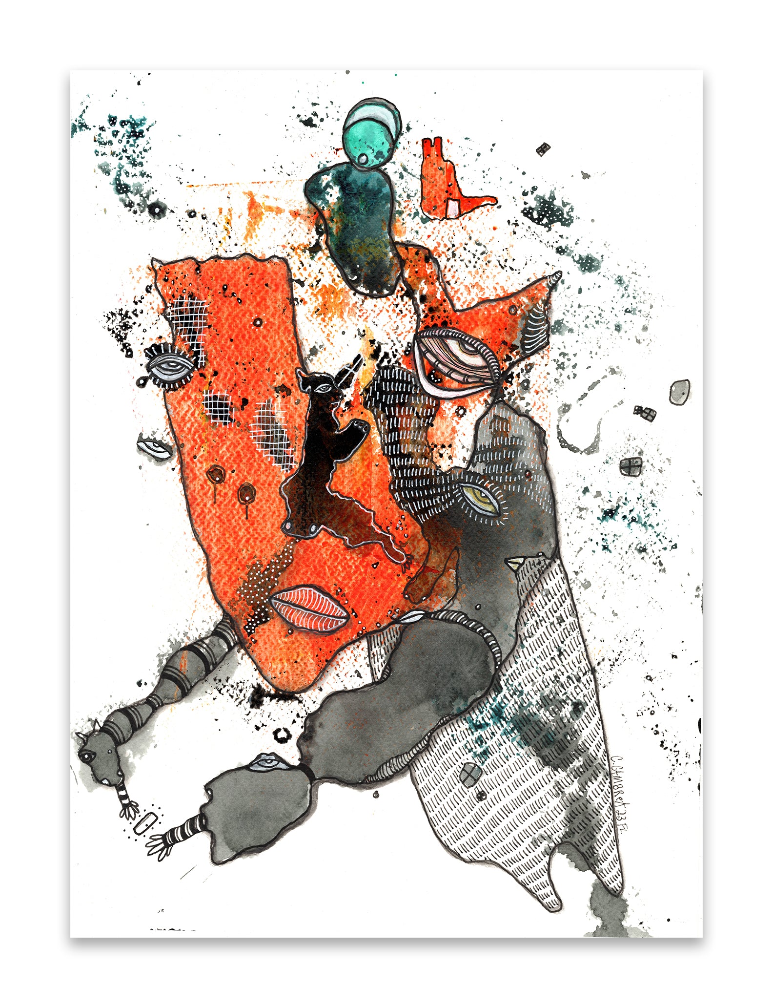 "Hold the Door" Original Mixed Media art on Watercolor Paper