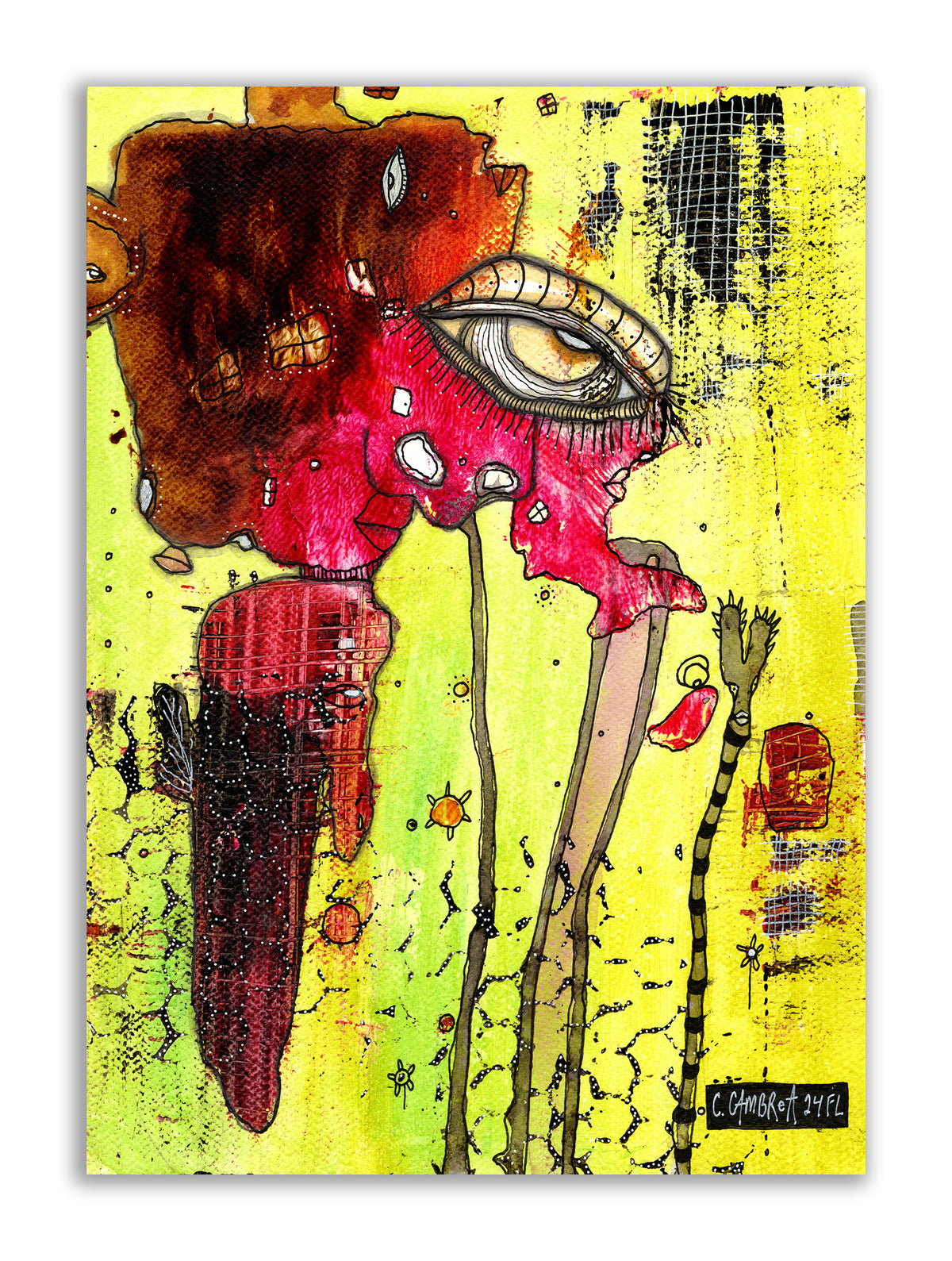 &quot;I&#39;m Everywhere&quot; Original Mixed Media art on Watercolor Paper