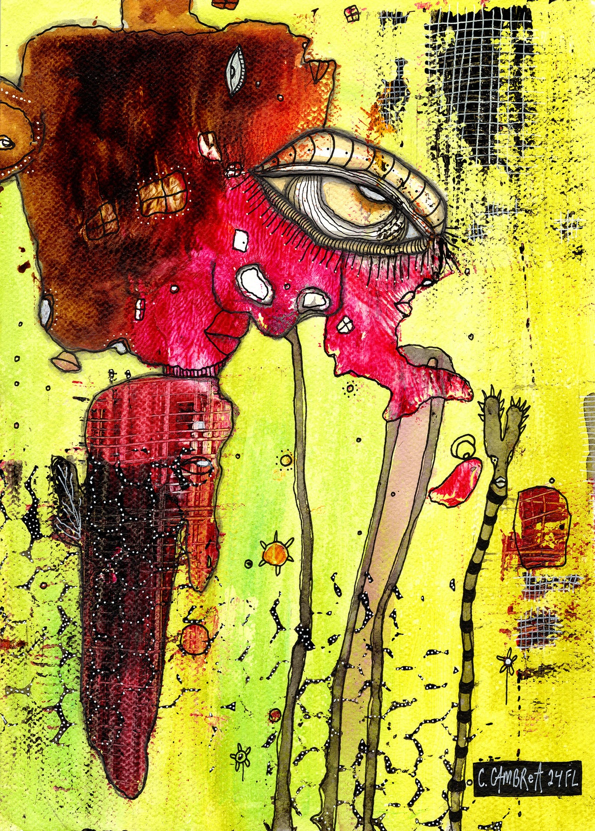 &quot;I&#39;m Everywhere&quot; Original Mixed Media art on Watercolor Paper