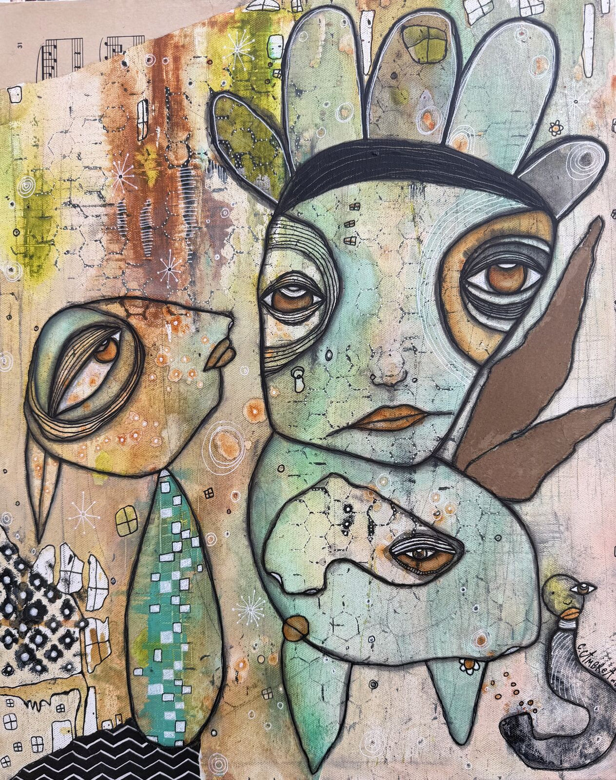 Whispers - original mixed media painting on canvas by C. Cambrea