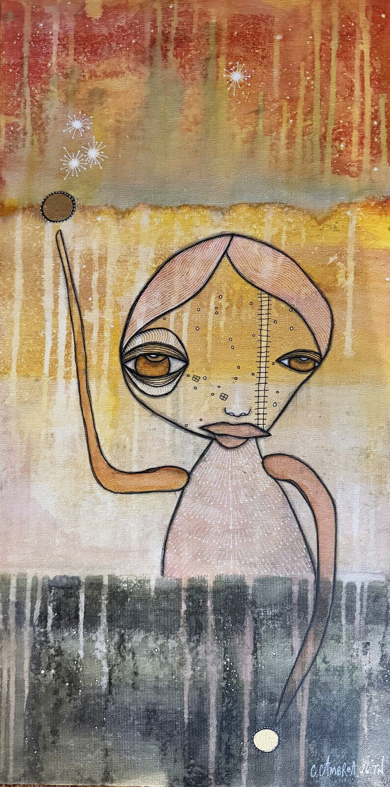 Balance - original mixed media painting on canvas by C. Cambrea