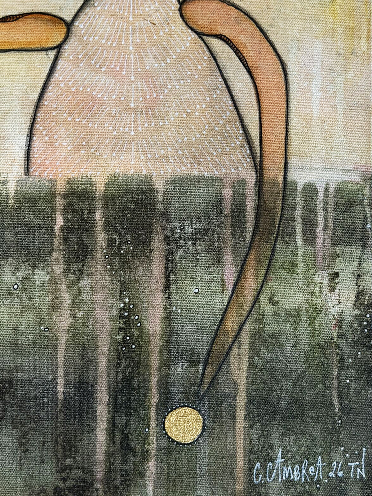 Balance - side view showing canvas edge and depth, original mixed media painting by C. Cambrea