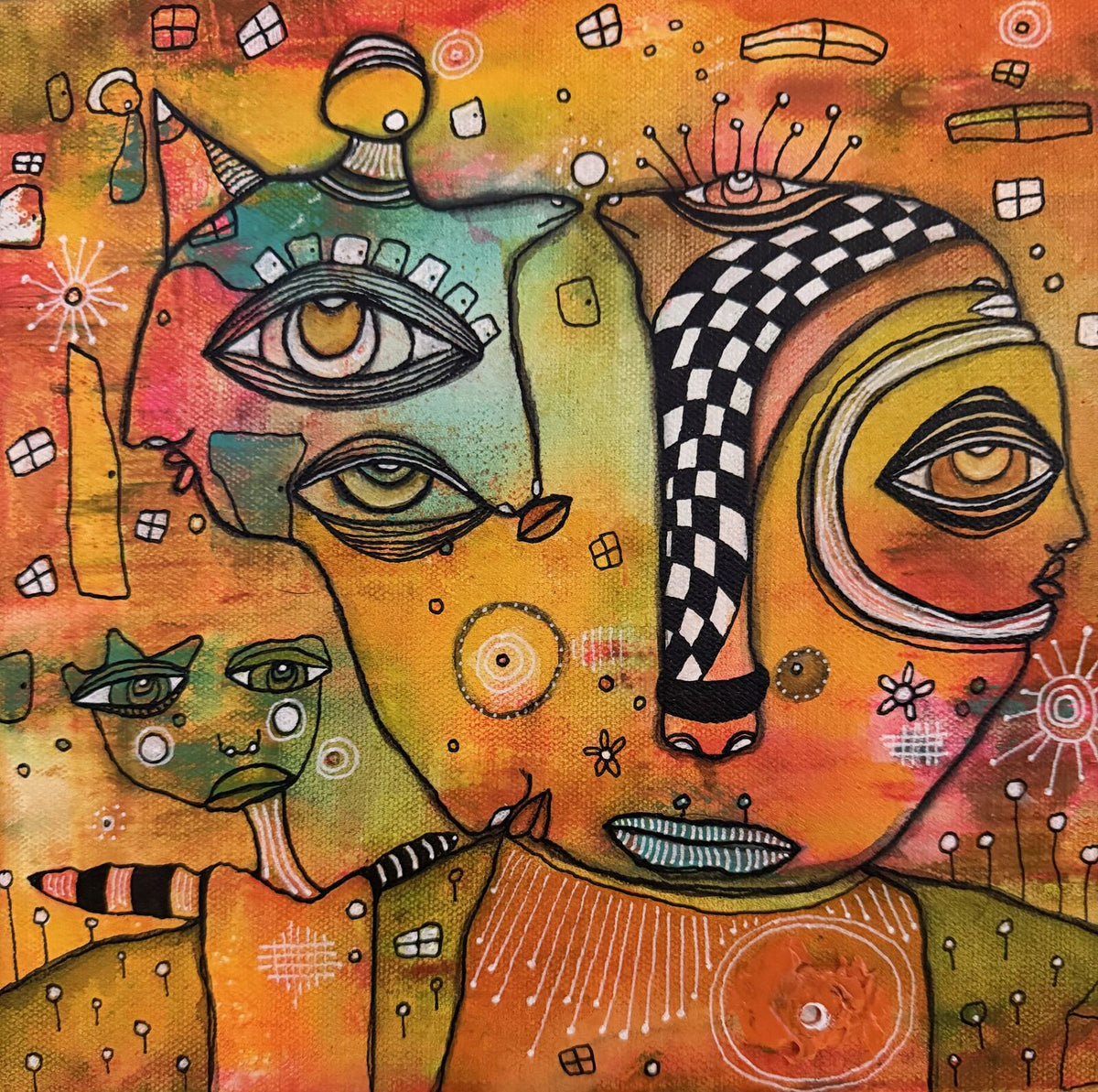 It's a Circus - original mixed media painting on canvas by C. Cambrea