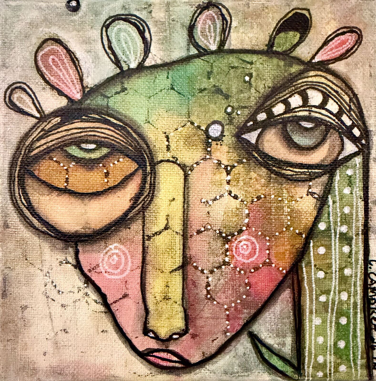 I Wonder - original mixed media painting on canvas by C. Cambrea