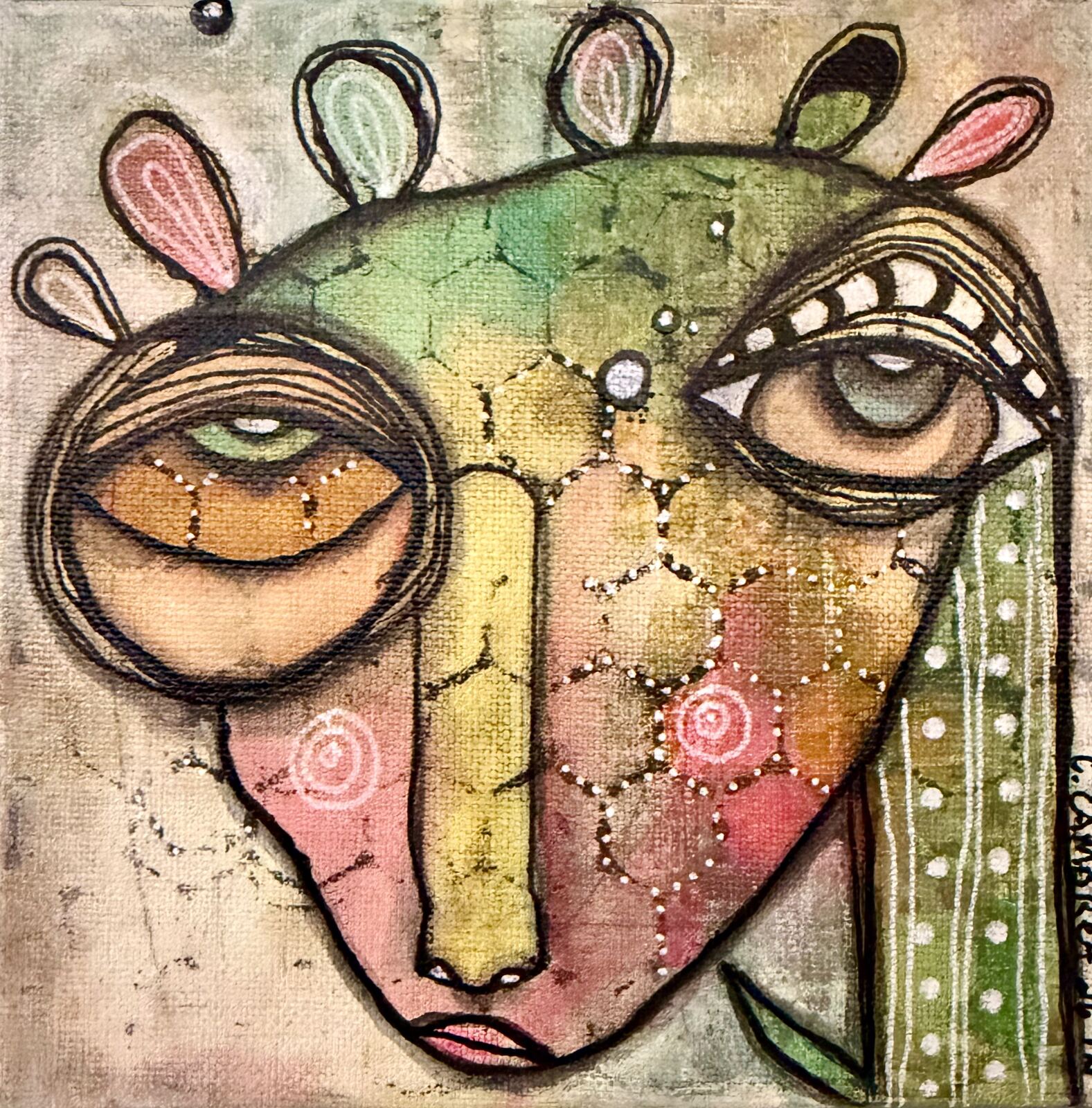 I Wonder - original mixed media painting on canvas by C. Cambrea