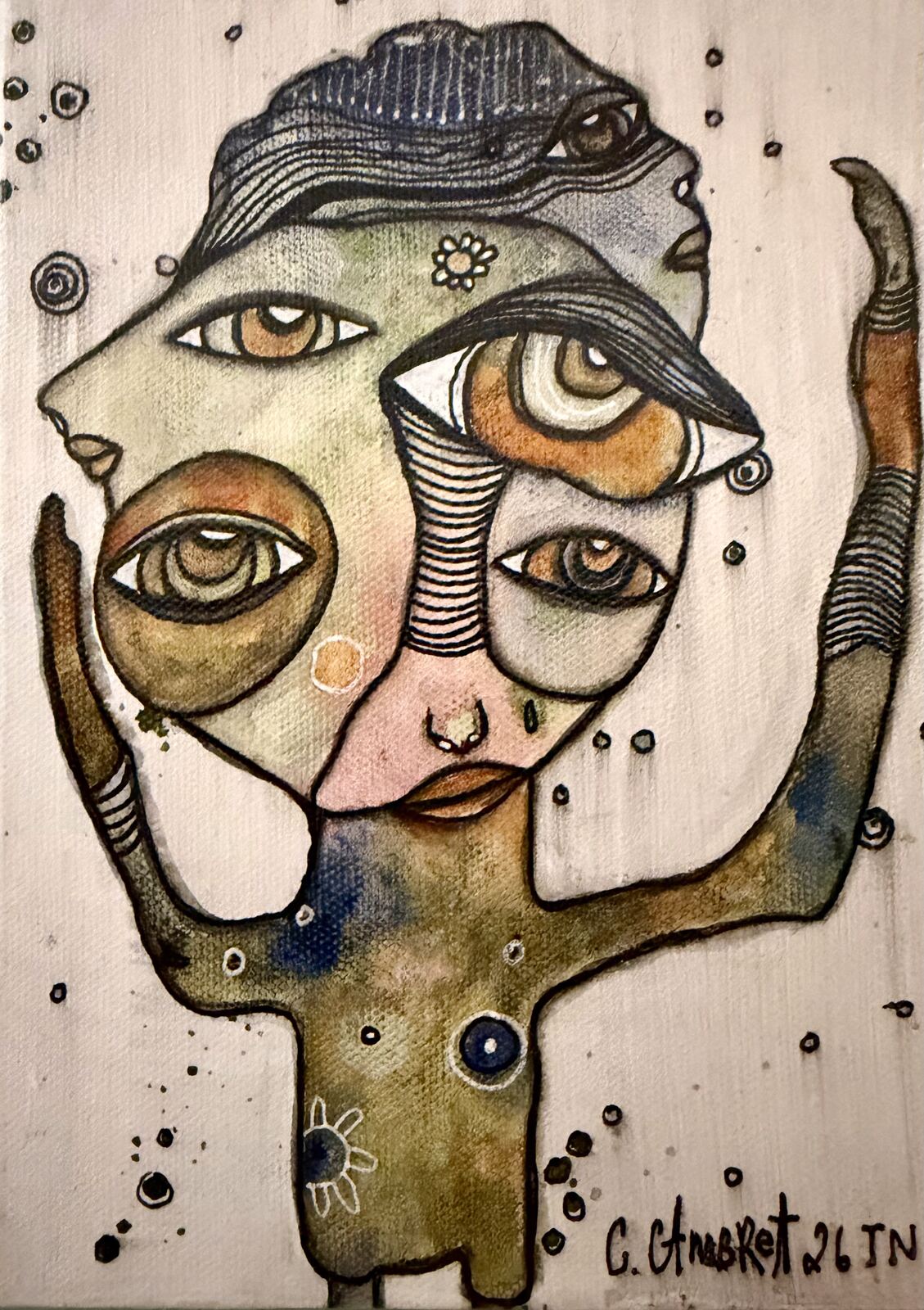 Routing for You - original mixed media painting on canvas by C. Cambrea