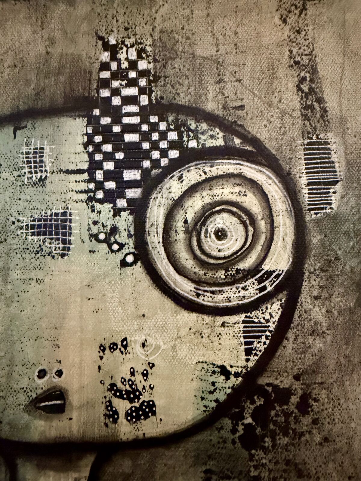 Close-up detail of an eye and drip texture in "We Meet Again"