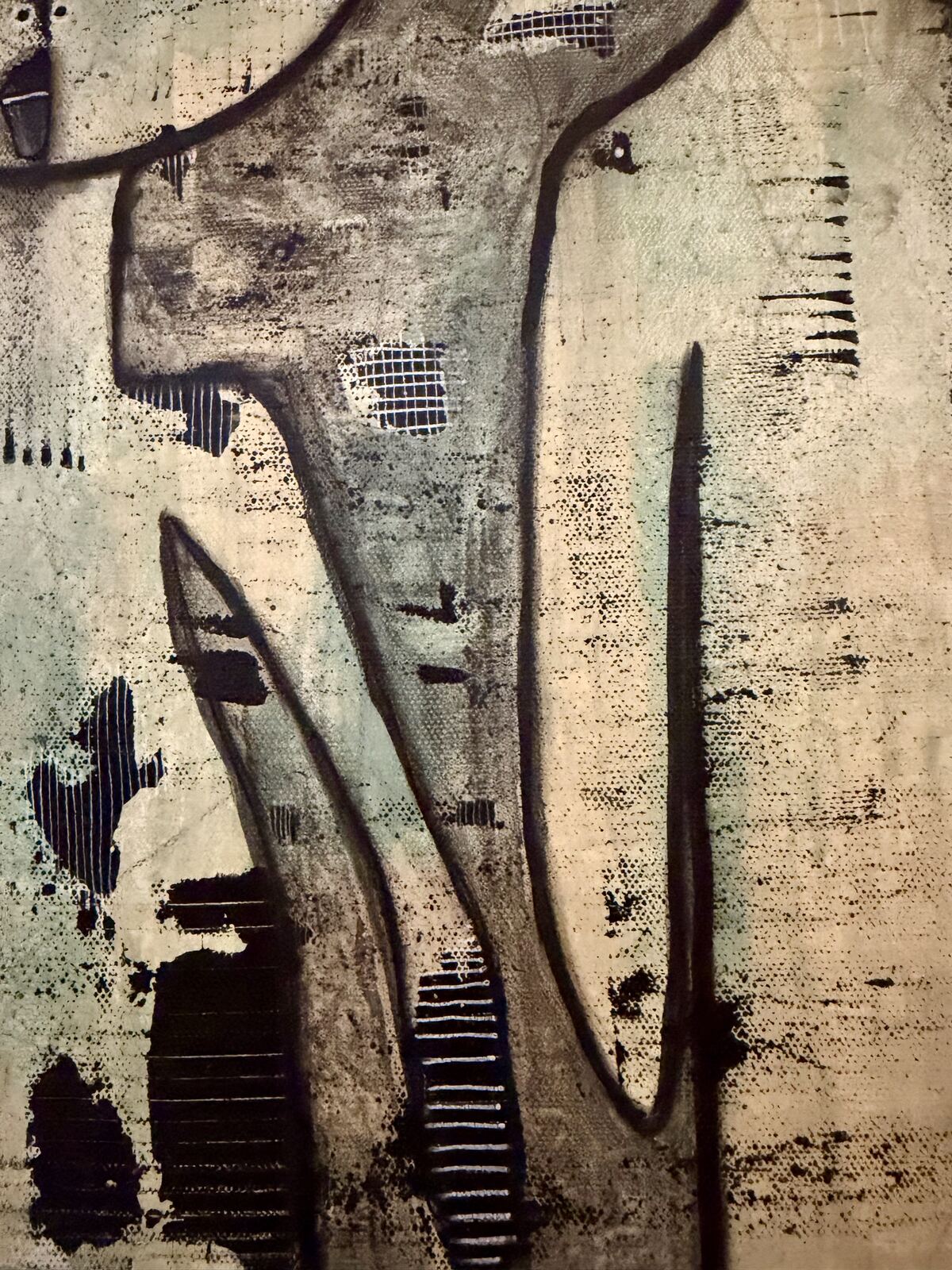 Close-up detail of the abstract linework and texture in "We Meet Again"