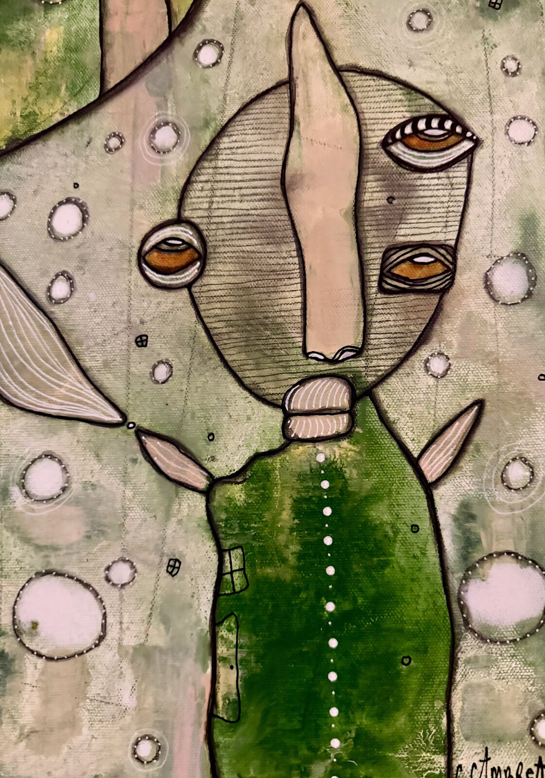 Angled side view of "Connected" canvas showing painted edge