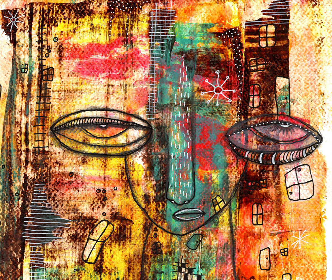 &quot;I&#39;m right here&quot; Original Mixed Media art on Watercolor Paper