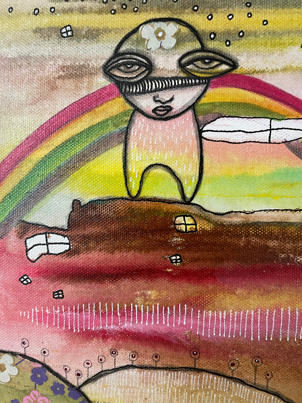 Original Fine Art  on canvas with wood frame  &#39;Inner Child&#39;