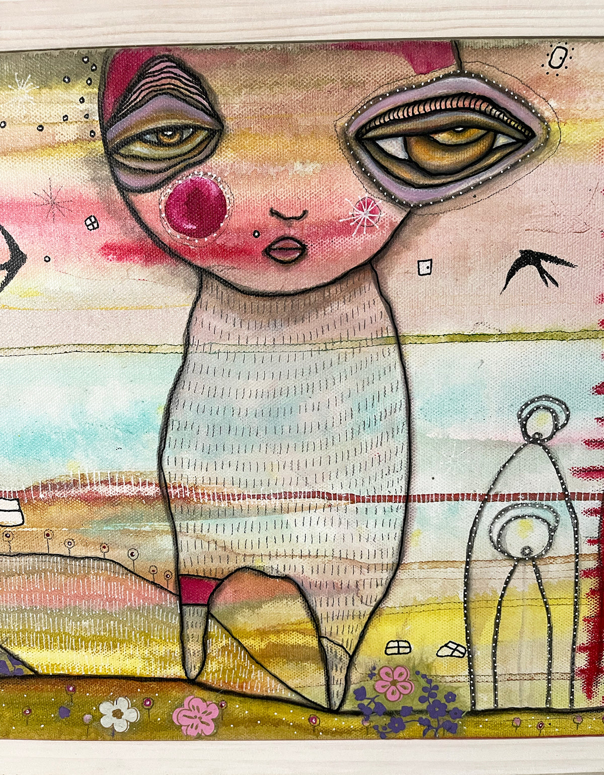 Original Fine Art  on canvas with wood frame  &#39;Inner Child&#39;