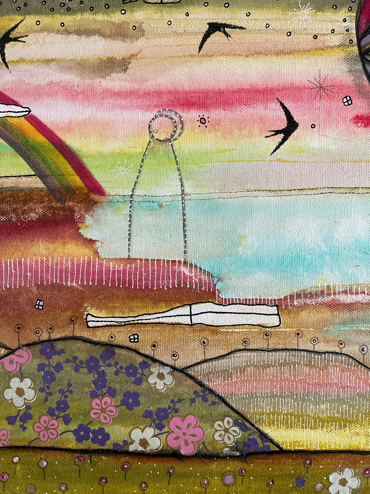 Original Fine Art  on canvas with wood frame  &#39;Inner Child&#39;