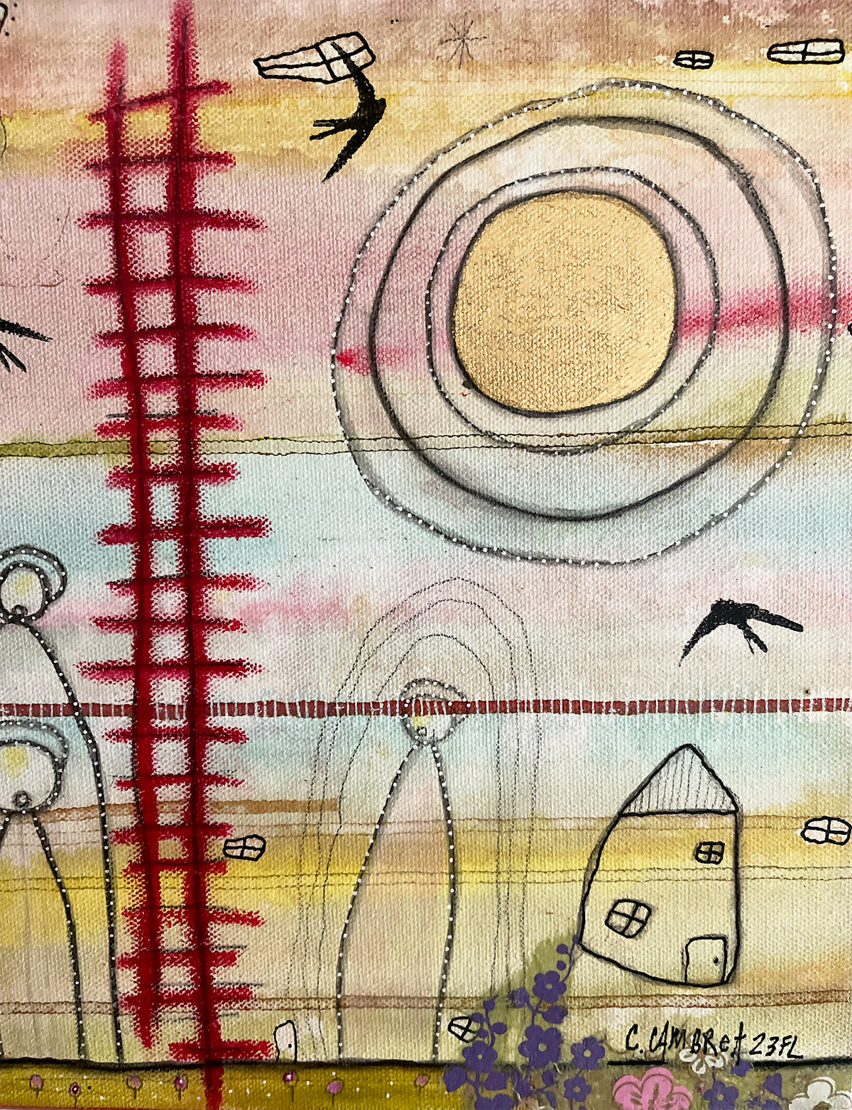 Original Fine Art  on canvas with wood frame  &#39;Inner Child&#39;