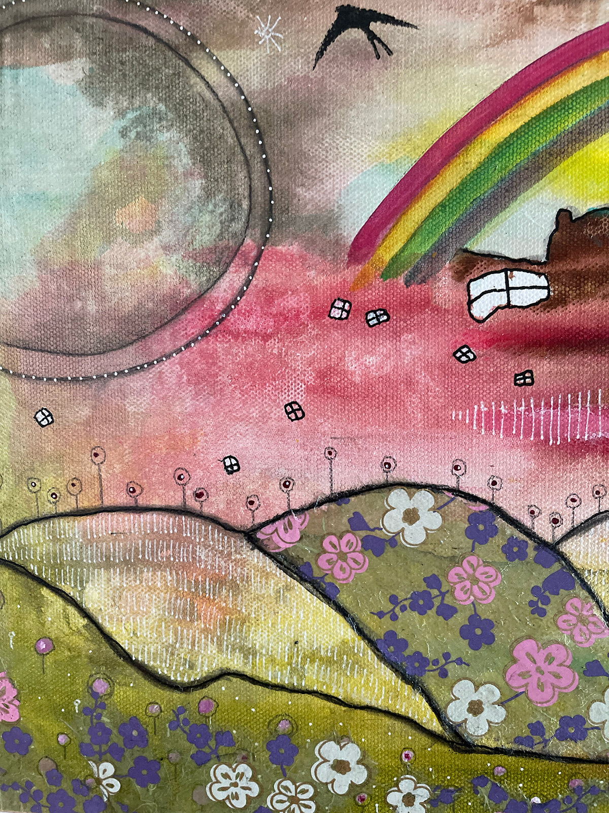 Original Fine Art  on canvas with wood frame  &#39;Inner Child&#39;