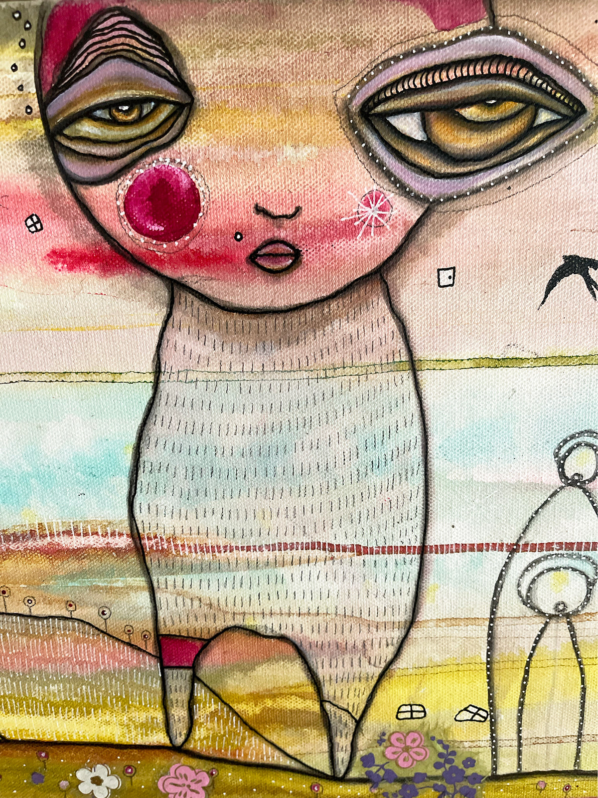 Original Fine Art  on canvas with wood frame  &#39;Inner Child&#39;