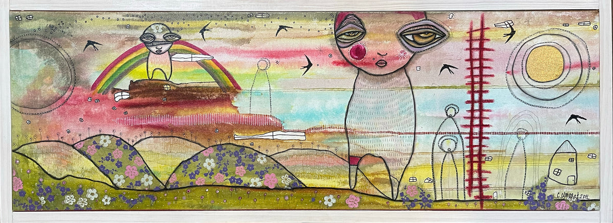 Original Fine Art  on canvas with wood frame  &#39;Inner Child&#39;