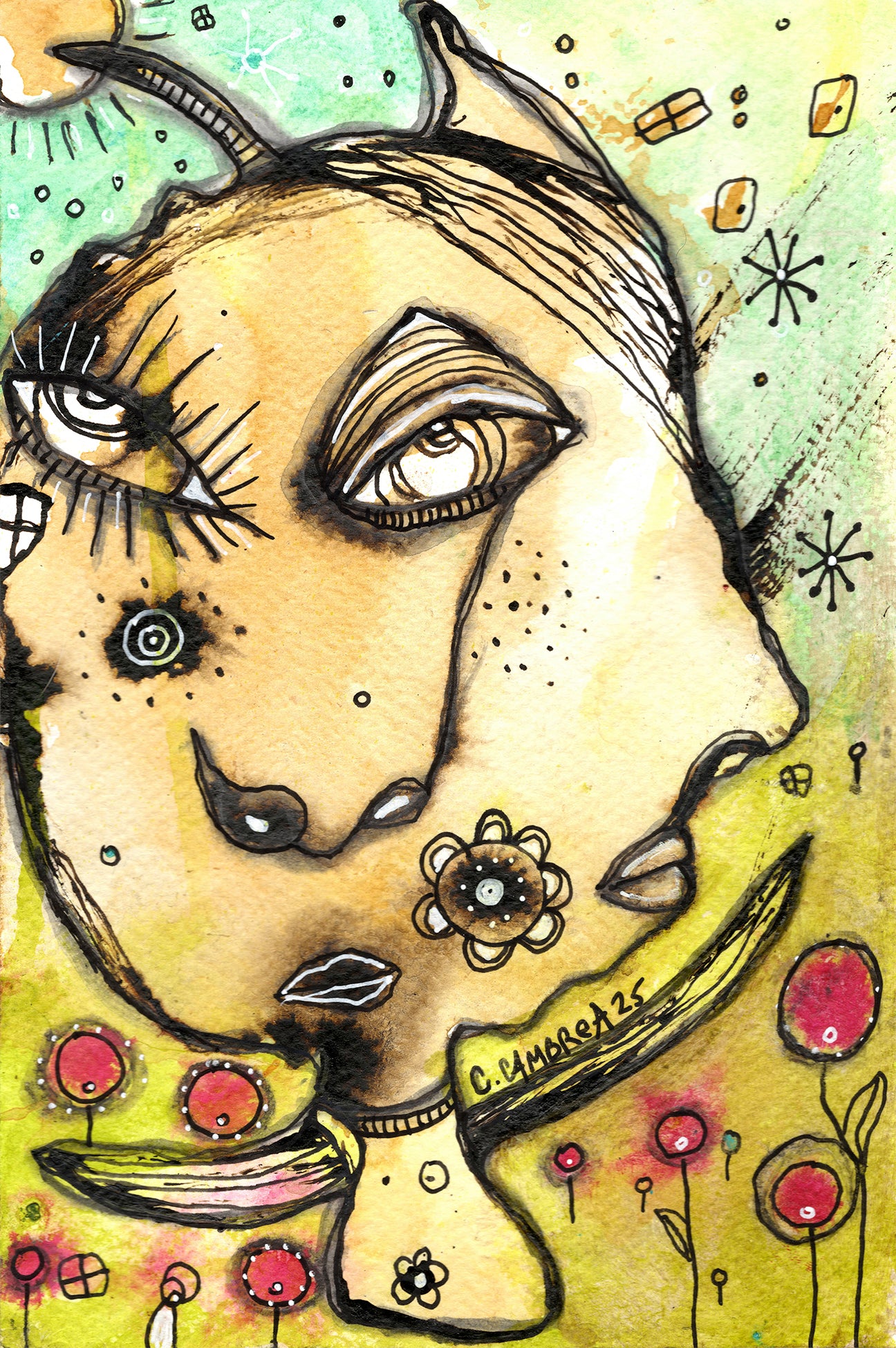 "I Will Fly" Original Mixed Media art on Watercolor Paper